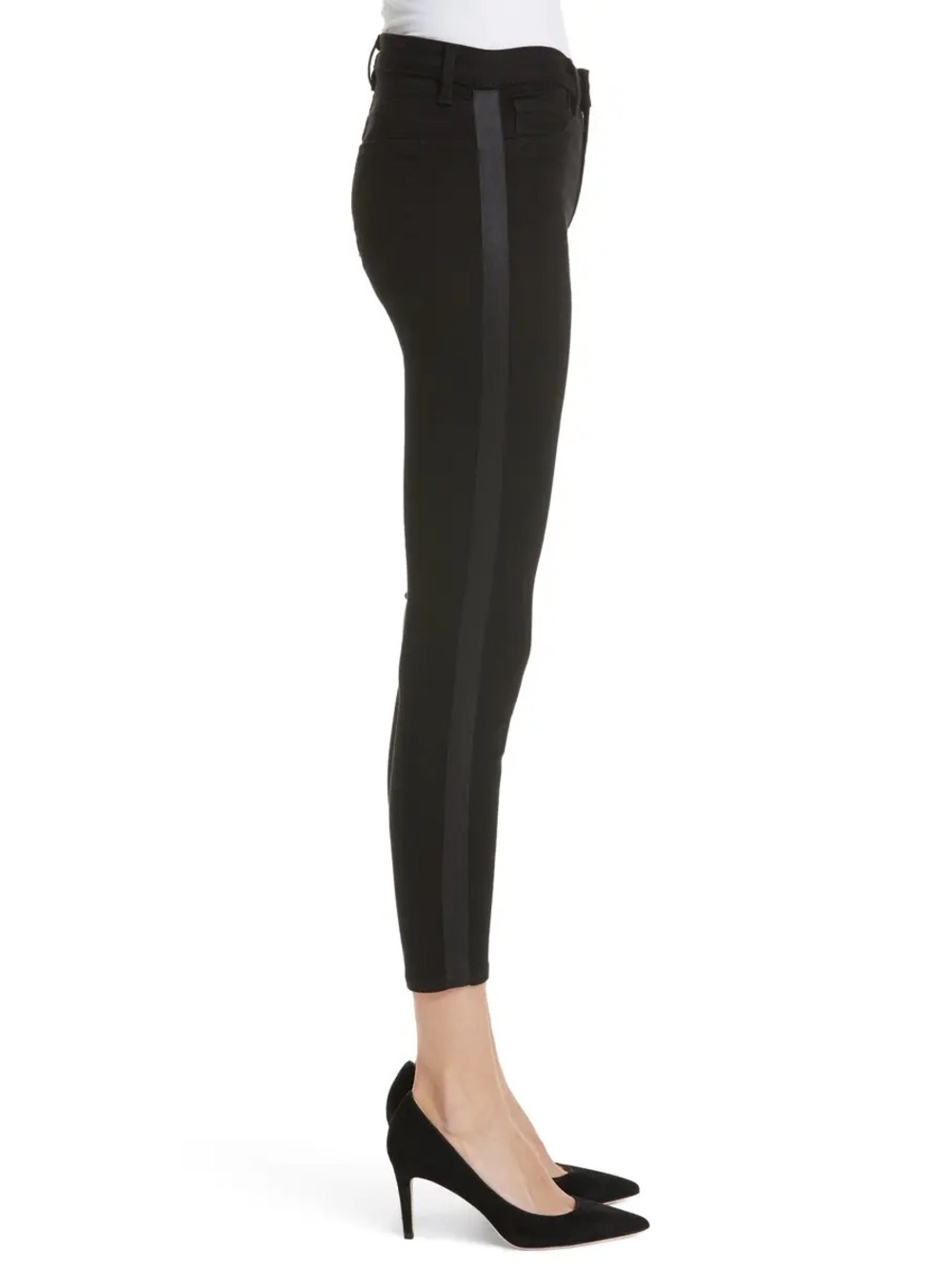 L'AGENCE Margot Black Tuxedo Striped Ankle Pants